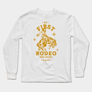 My First Rodeo: Reno, Nevada. Cute Vintage Pinup Cowgirl Long Sleeve T-Shirt